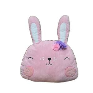 Cynthia Rowley Large Pink Bunny Throw Pillow 21” Plush Soft Kids Bedroom